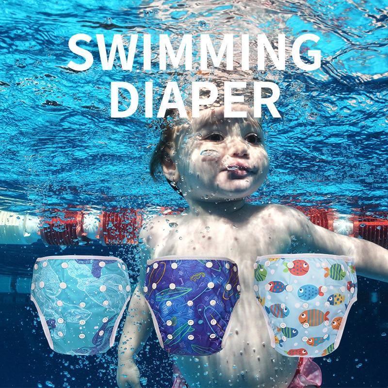 Couches de bain réutilisables pour bébé, maillot de bain de dessin animé pour enfants, culotte de bain d'été ajustable pour bébés