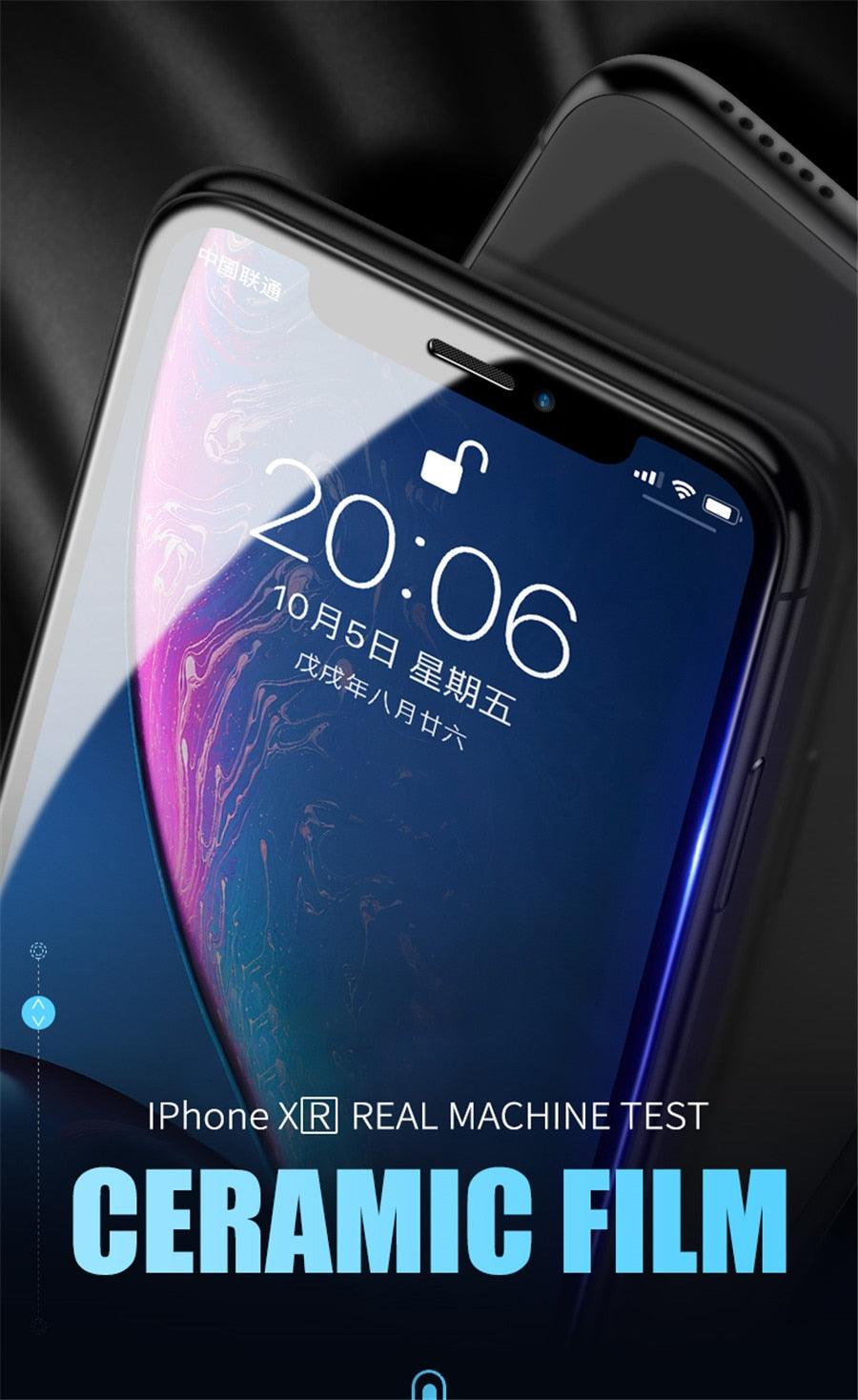 Protecteur d'écran en céramique à couverture complète Film souple antidéflagrant pour iPhone 12 Mini 11 Pro XS Max XR X 8 7 6S Plus SE2 Verre souple Protecteur d'écran en verre trempé compatible iPhone