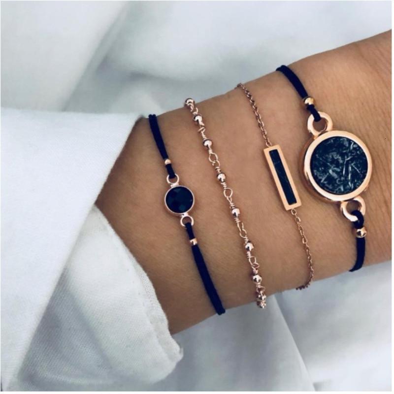 Bracelets et joncs femme Boho Rose Map Breloques rondes bohème Bracelet multicouche tendance Accessoires Bijoux de luxe