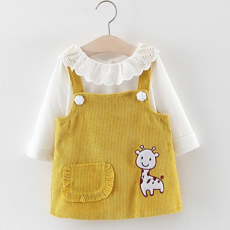 Vêtements de princesse d'automne pour bébé fille, hauts mignons à manches longues, dessin animé girafe pour bébés filles
