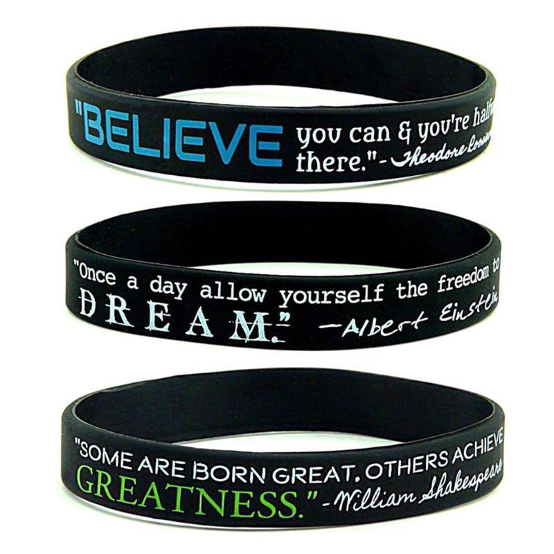 Bracelets en caoutchouc de silicone "Dream Greatness Believe Motivation" Cadeau parfait pour hommes et femmes Style cool