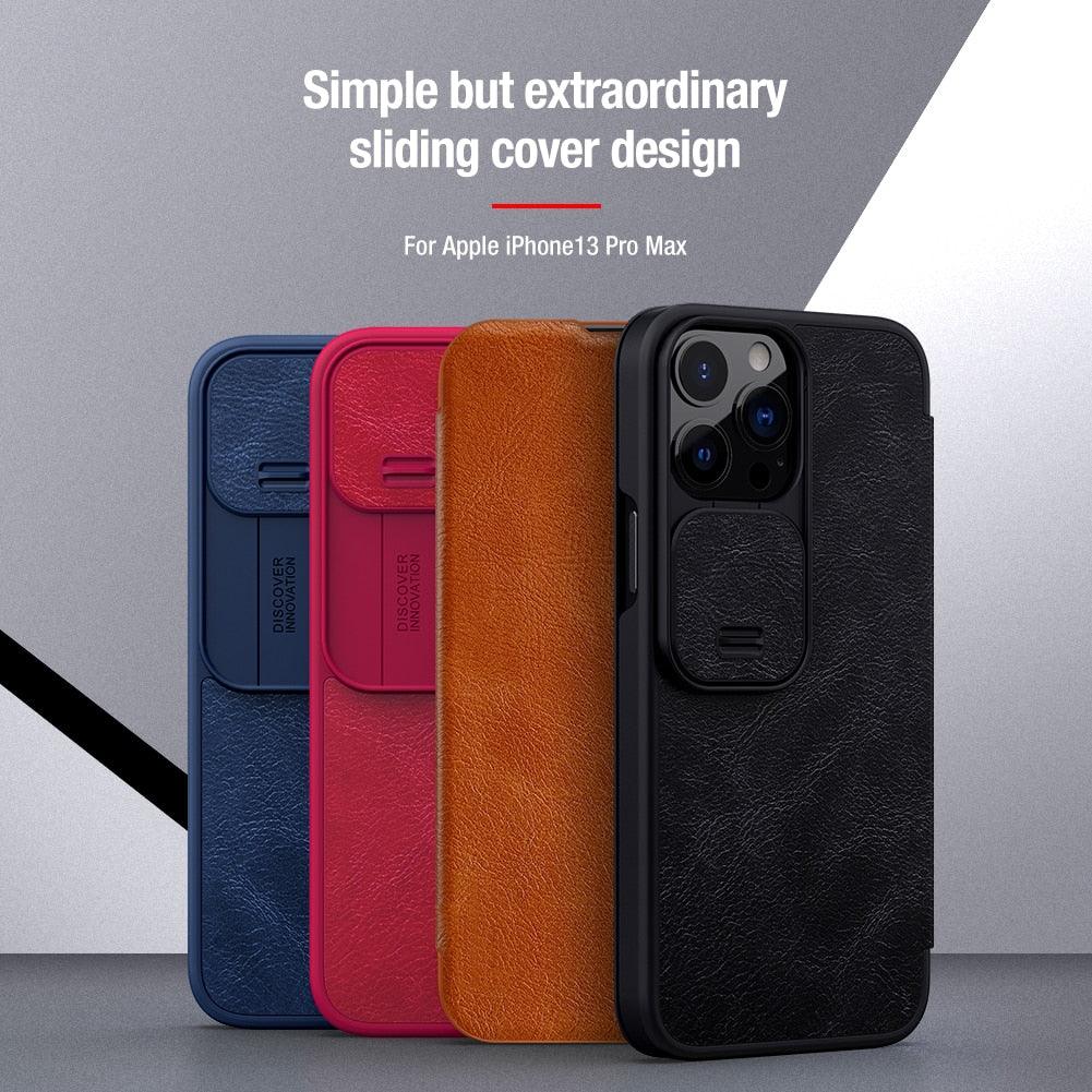 Coque arrière rigide absorbant les chocs pour iPhone 13 Pro Max - Étui appareil photo coulissant noir élégant pour iPhone 13 Mini 13 Pro Max