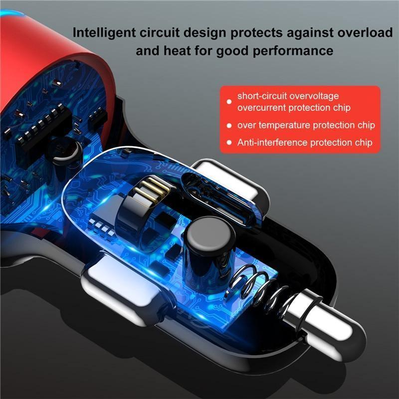 Chargeur de voiture universel Mini 3.1A avec écran LED et adaptateur USB pour téléphone