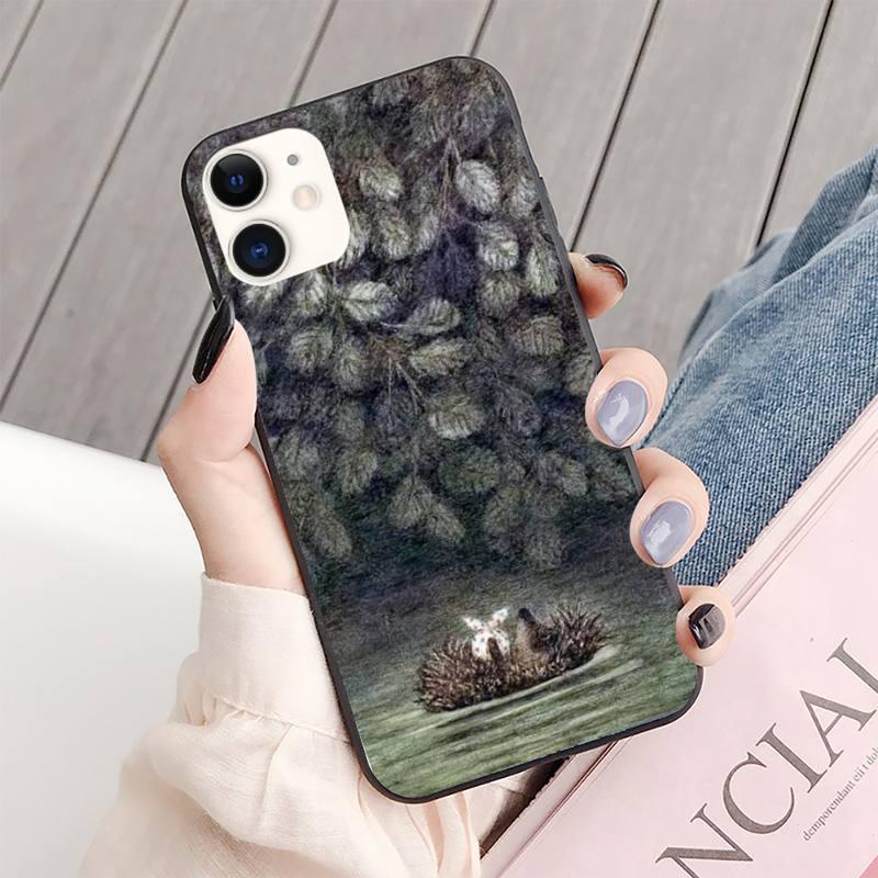 Coque de téléphone Hérisson Lumineux dans le Brouillard pour iPhone 13 8 7 6 6s Plus X 5s SE 2020 XR 11 12 Mini Pro Xs Max Protection d'écran Souple Flexible en Silicone Gel Caoutchouc Bumper