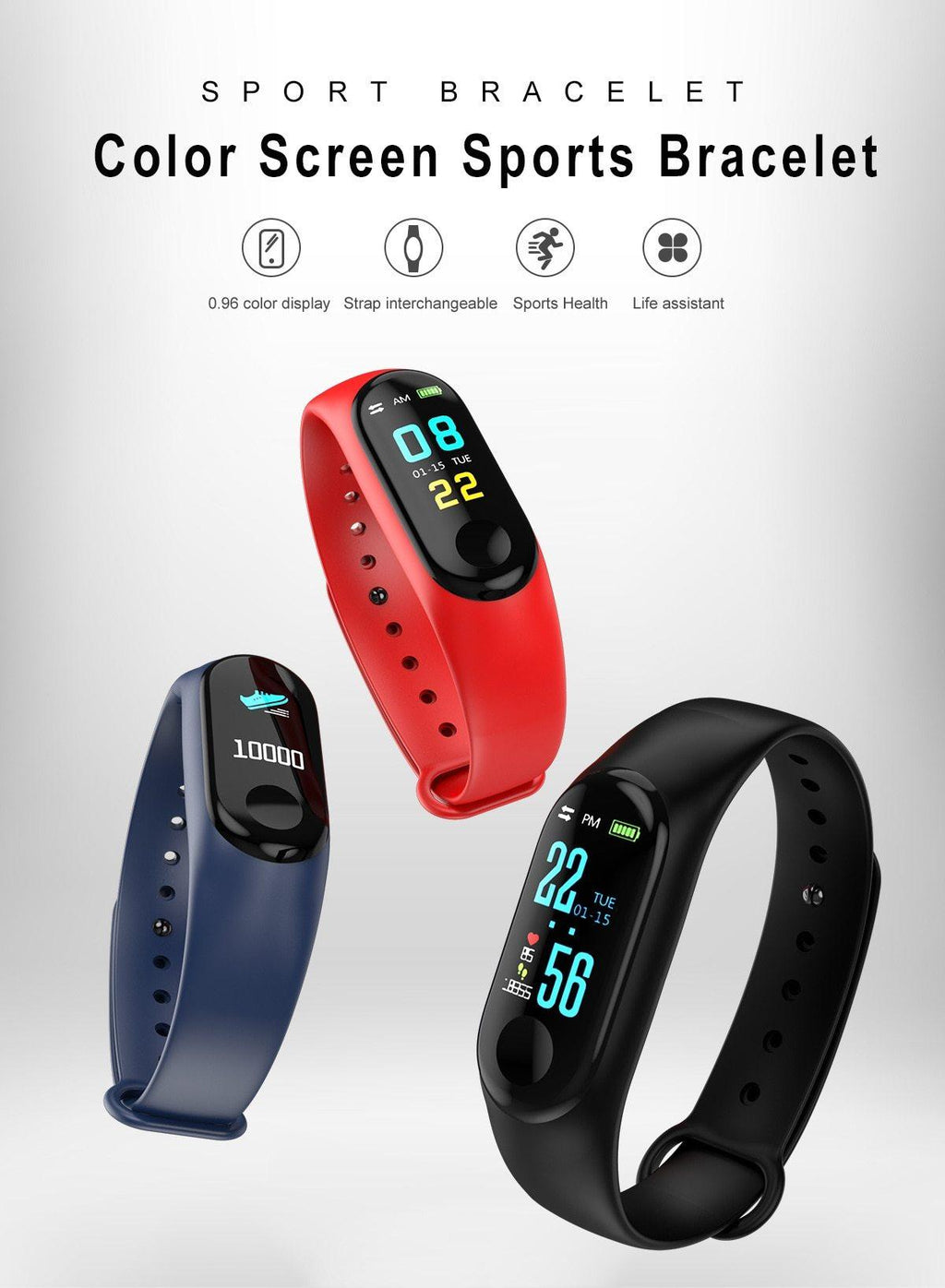 Montres de sport étanches connectées pour systèmes iOS et Android - Smartwatch avec moniteur de fréquence cardiaque et de tension artérielle, plusieurs fonctions pour hommes, femmes et enfants