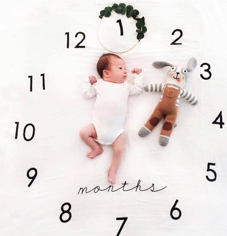 Couverture mensuelle de croissance pour nouveau-né, accessoire de photographie, fond en tissu pour bébé