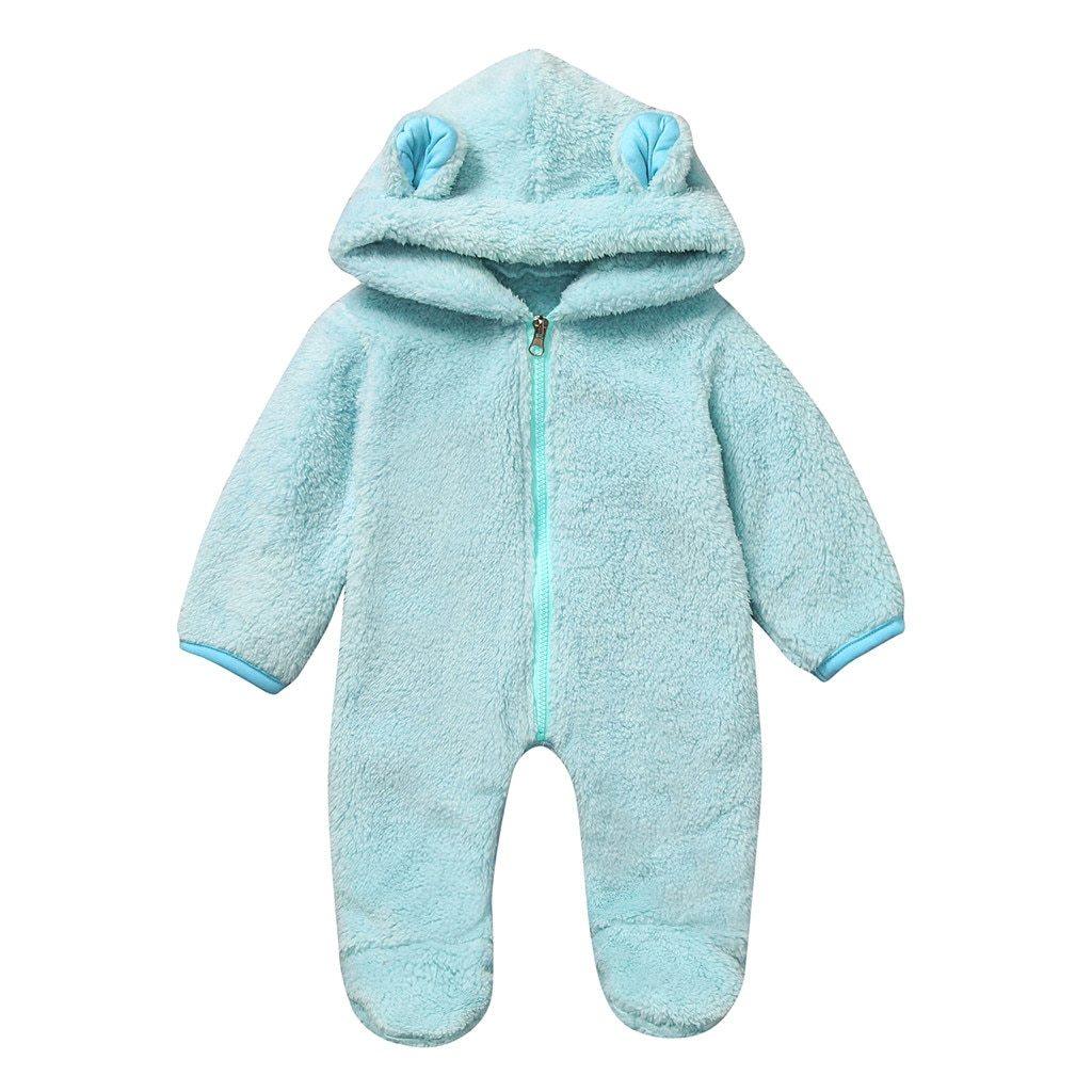 Nouvelle Tendance Hiver Combinaison Bébé Chaude Nouveau-né Garçon Solide Capuche Bébé Barboteuse Manteau Chaud Combinaison Polaire Vêtements d'Extérieur pour Garçons et Filles
