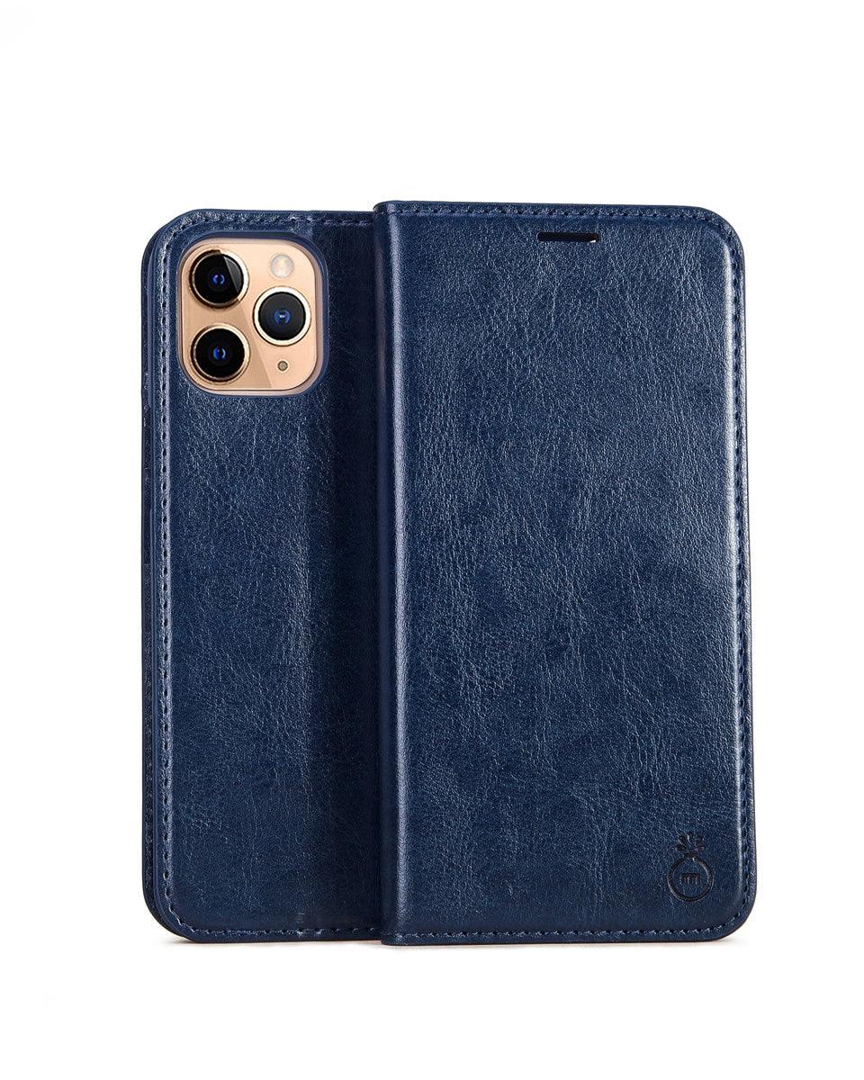 Étui portefeuille de luxe en cuir véritable marron pour iPhone, avec support et porte-cartes, pour iPhone 14 13