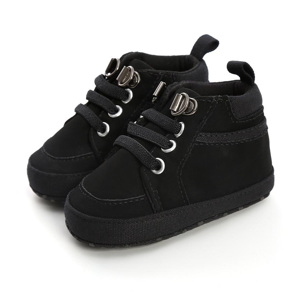 Chaussures bébé premières marches montantes en cuir souple antidérapantes pour nouveau-né