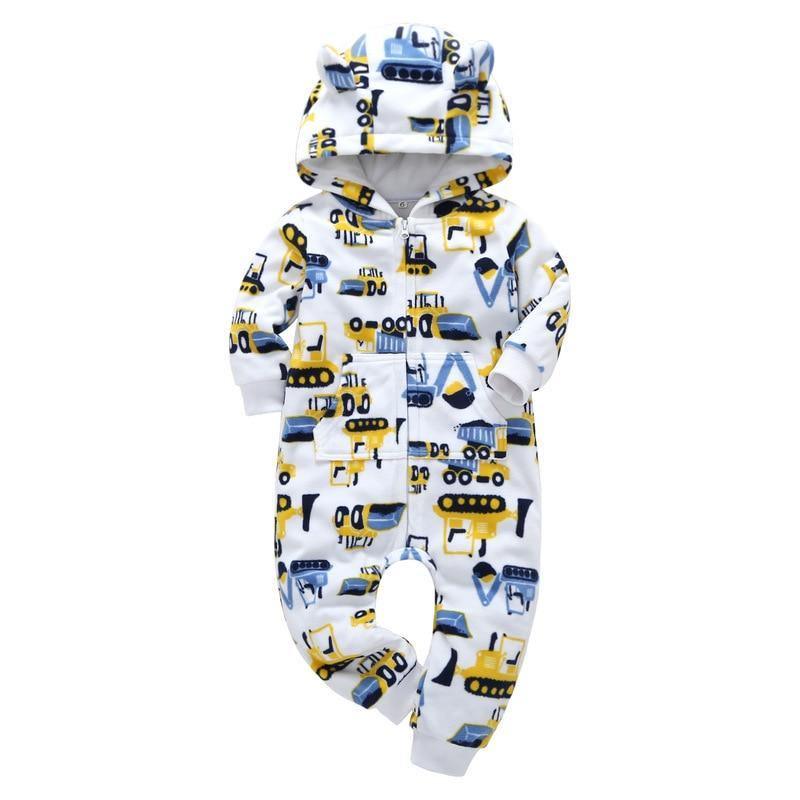 Grenouillère polaire moderne de haute qualité pour nouveau-né, barboteuse de garçon, grenouillère à capuche avec oreilles d'ours pour enfants