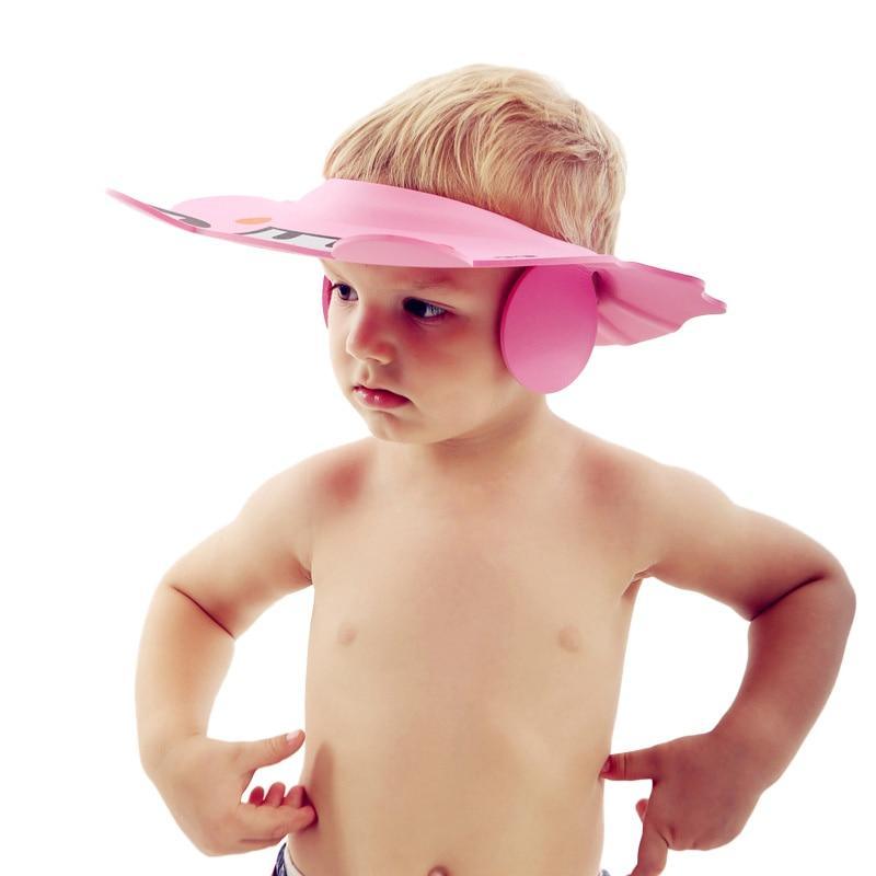 Chapeau Visière de Douche Bébé, Bonnet de Douche Enfant Réglable Doux Protection Mignonne Enfants Shampooing Sécurité Protection Accessoires de Salle de Bain