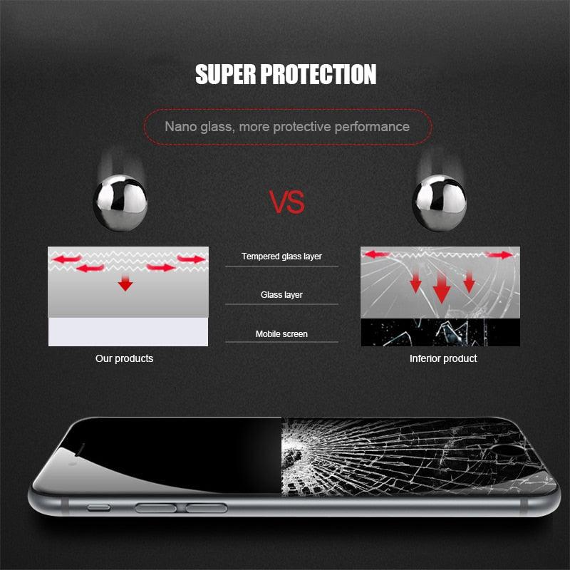 Verre Trempé 9D Couverture Complète Pour iPhone 8 7 6 6S Plus 5 5S SE 2020 Protection d'Écran Pour iPhone 11 Pro XS Max X XR Film Protecteur Verre Trempé Protection d'Écran avec Bord Incurvé Protecteur d'Écran