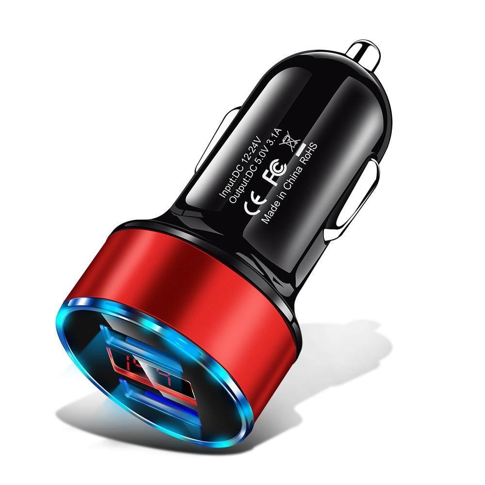 Chargeur de voiture universel Mini 3.1A avec écran LED et adaptateur USB pour téléphone