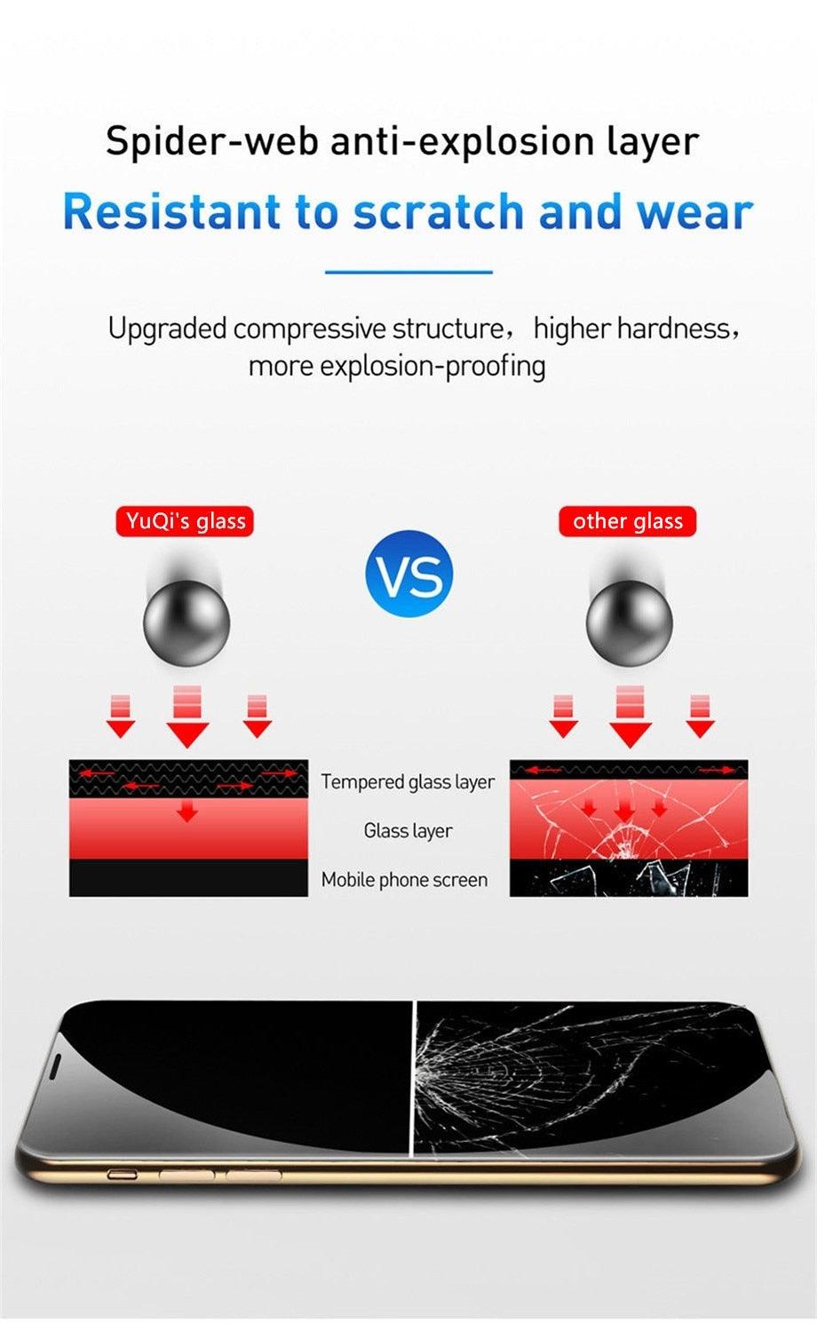 Lot de 3 protections d'écran en verre trempé OG pour iPhone 14 13 12 11 Pro XS Max X XR, avec colle intégrale, bordures incurvées, couverture complète pour iPhone 7 8, protection d'écran en verre pour iPhone