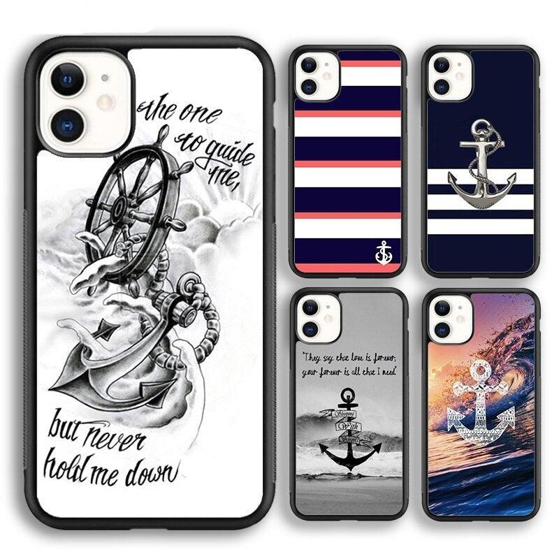 Coque de téléphone à petits ancres classiques pour Iphone 14 5 6s 7 8 Plus X Xr Xs 11 12 13 Pro Max Ultra Plus Transparent Mobile Phone Case Anchor Phone Cover
