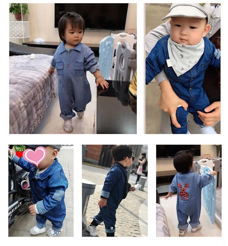 Barboteuse et salopette modernes style jean pour nouveau-né, combinaison de dessin animé, vêtements pour bébé garçon