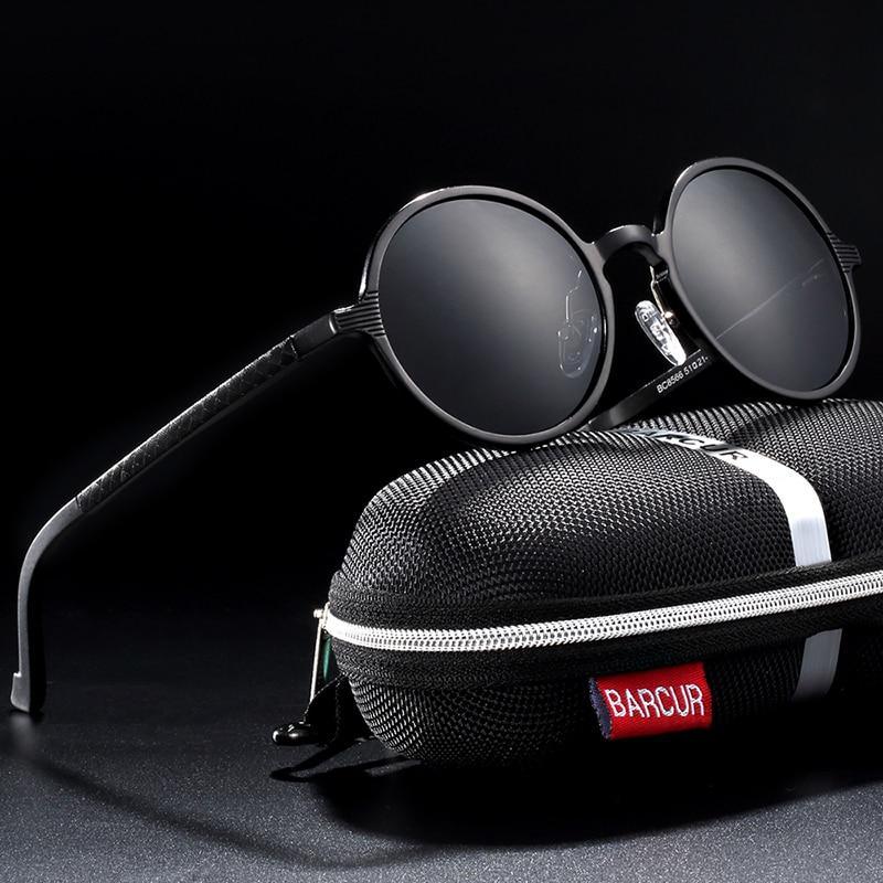 Lunettes de soleil rondes de luxe polarisées universelles rétro modernes avec monture en métal de haute qualité et protection UV400