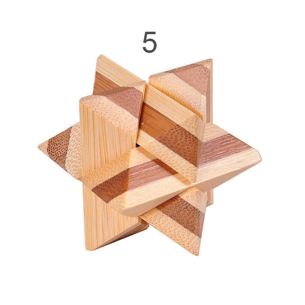 Casse-têtes 3D en bois imbriqués (12 styles) – Jeu en bambou petite taille pour adultes et enfants