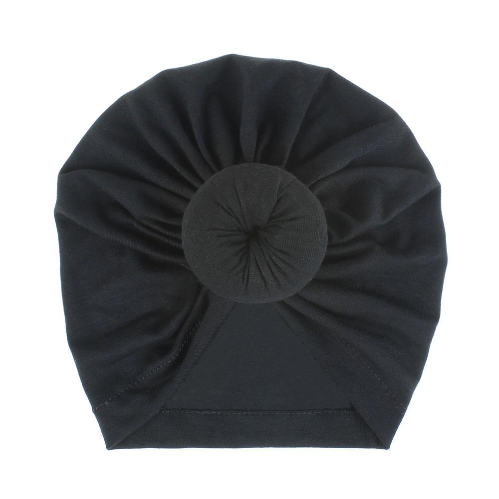 Turban pour bébé fille en coton tricoté, fait main avec fleur plissée, style élégant