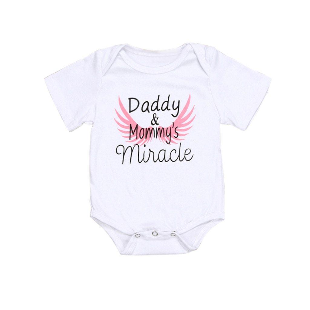Bébé nouveau-né Filles Garçons Vêtements Fête des Pères Lettre Imprimer Barboteuse Combinaison Pour Bébé Pour Filles Et Garçons Papas et Mamans Miracle Imprimer