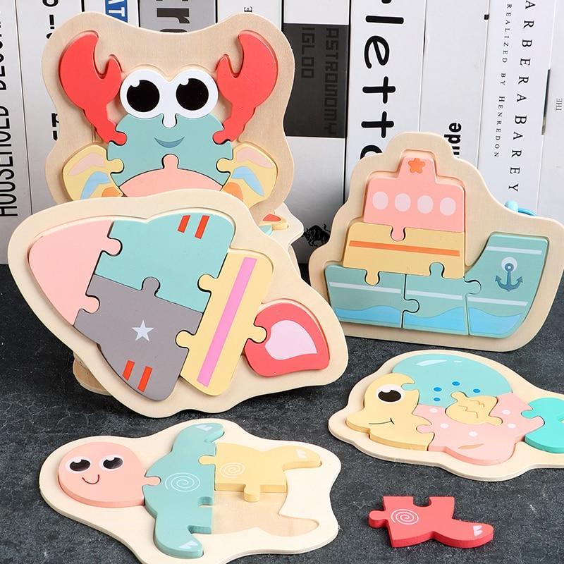 Puzzle en bois coloré Stevvex en forme d'animaux pour jeunes enfants, un jouet éducatif créatif pour les garçons et les filles de 2 à 4 ans