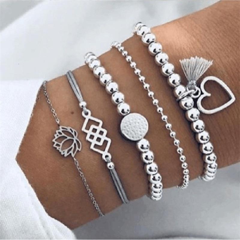 Bracelets et joncs femme Boho Rose Map Breloques rondes bohème Bracelet multicouche tendance Accessoires Bijoux de luxe