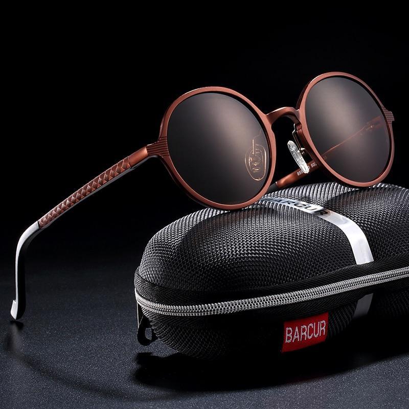 Lunettes de soleil rondes de luxe polarisées universelles rétro modernes avec monture en métal de haute qualité et protection UV400