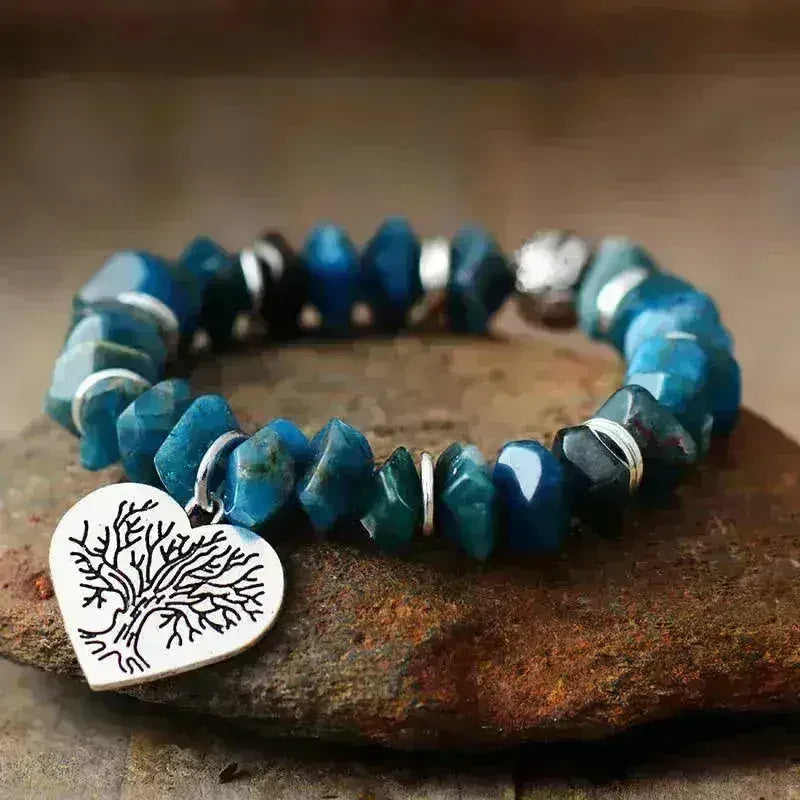 Bracelet Arbre de Vie en Apatite – Bijoux Véganes en Pierres Naturelles