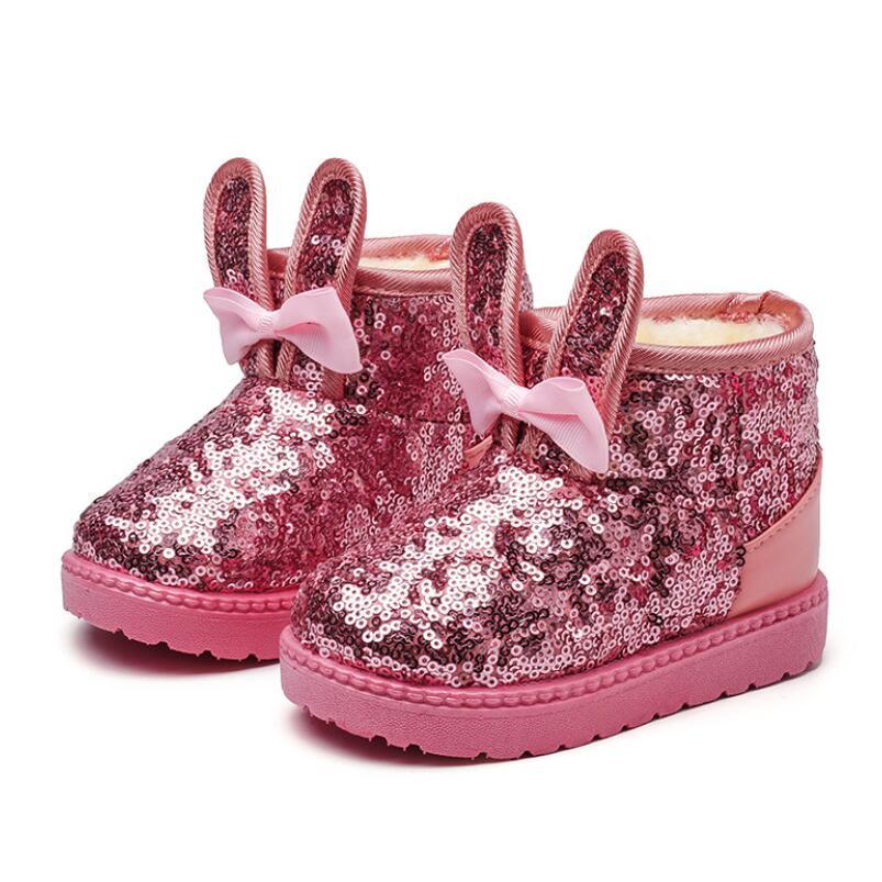 Bottes de neige chaudes pour enfants, nouvelles chaussures d'hiver pour petites princesses, antidérapantes, à bout rond plat, adorables bottes pour bébés filles