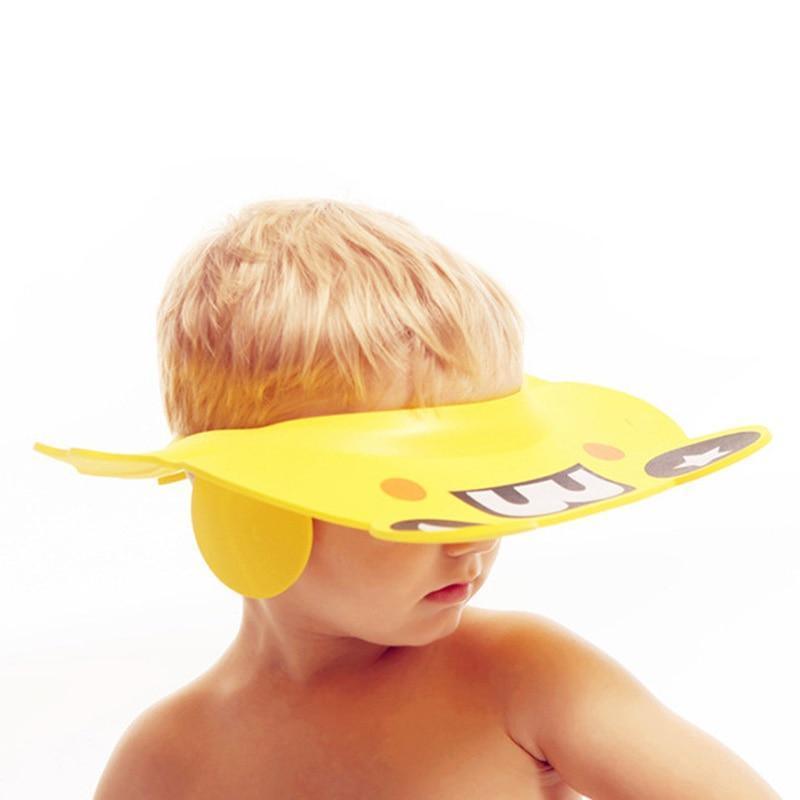 Chapeau Visière de Douche Bébé, Bonnet de Douche Enfant Réglable Doux Protection Mignonne Enfants Shampooing Sécurité Protection Accessoires de Salle de Bain