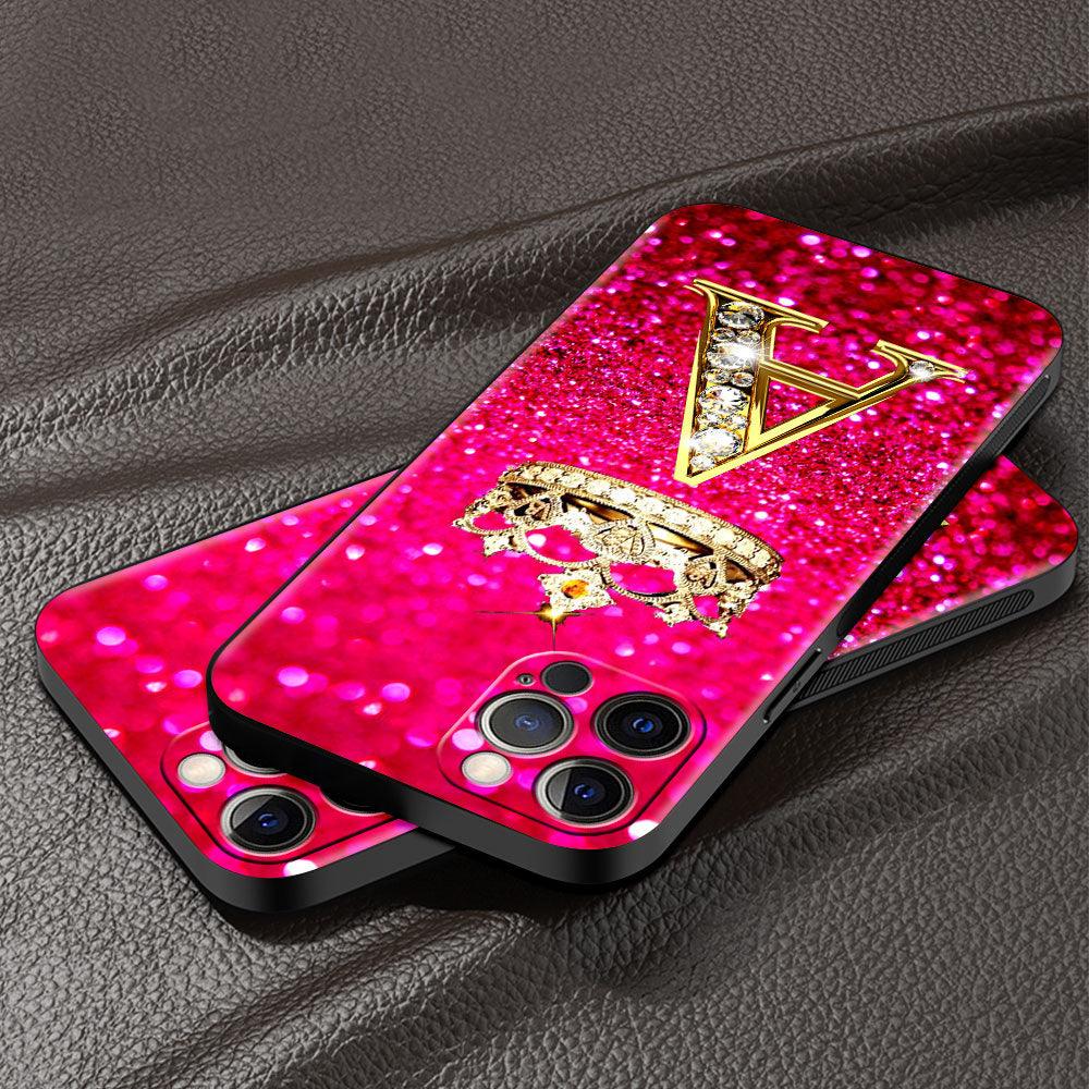 Coque de téléphone à lettres brillantes roses pour Iphone 11 7 Pro Xr X Xs Max 6 6s 8 Plus Paillettes Strass Coque de téléphone Souple Coque antichoc à paillettes scintillantes Coque de protection rose pour femmes