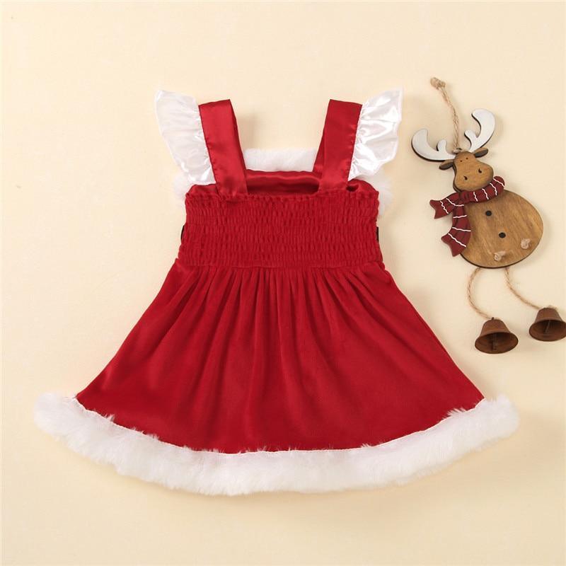 Robe Barboteuse de Noël pour Bébé Filles, Robe Barboteuse à Manches Volantes et Paillettes pour Enfants, Robes pour Fillette dans un Style de Noël Élégant