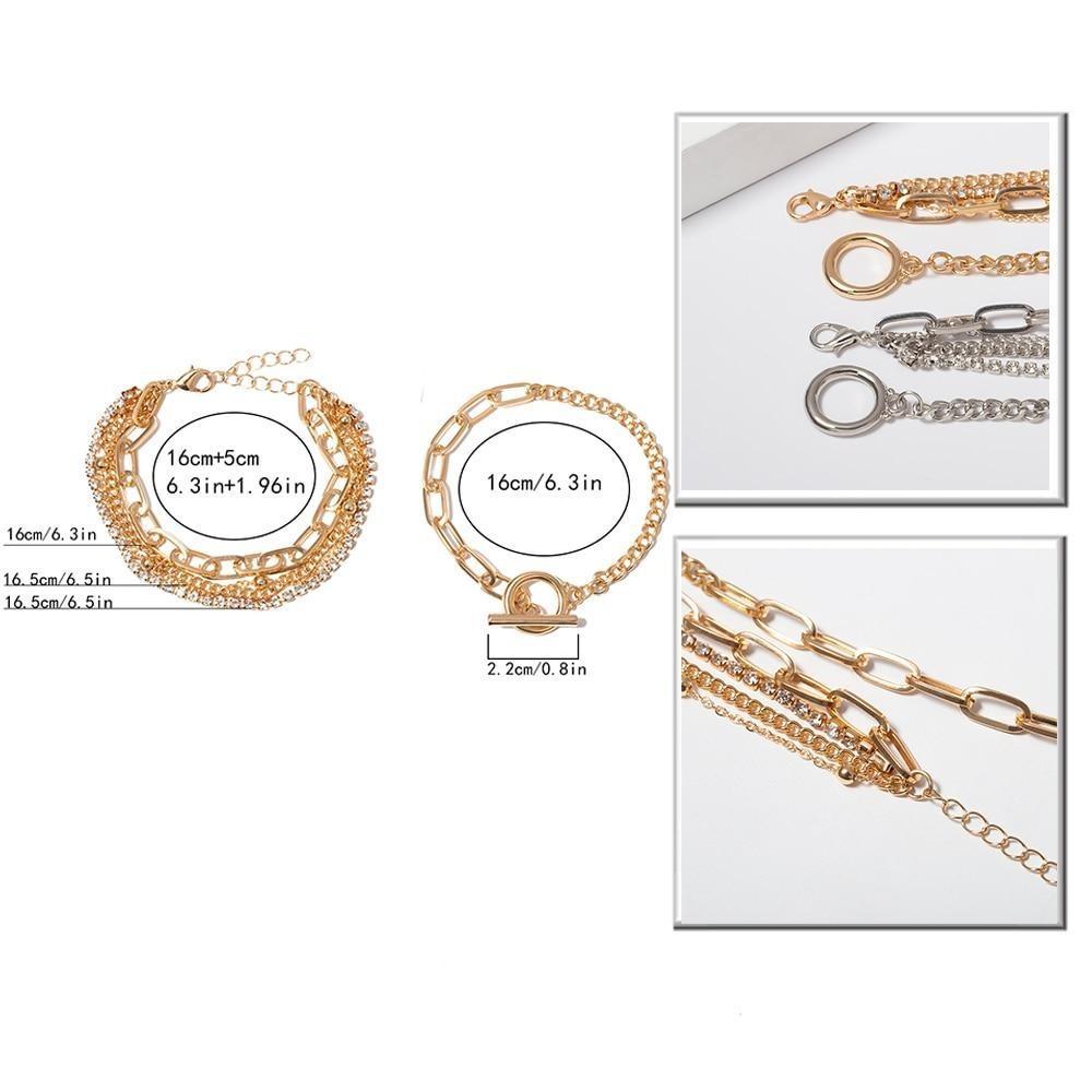 Bracelets et joncs bohèmes géométriques multi-couches en cristal, breloque, bracelet ajustable pour femmes, cadeaux de bijoux de luxe