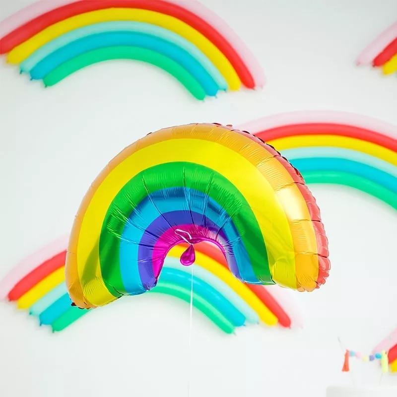 Grand Cœur Luxe Décorations Ballons et Donuts Rouge à Lèvres Glace et Ballons Style Arc-en-ciel pour Enfants Bébé et Décorations d'Anniversaire Hélium Gonflable