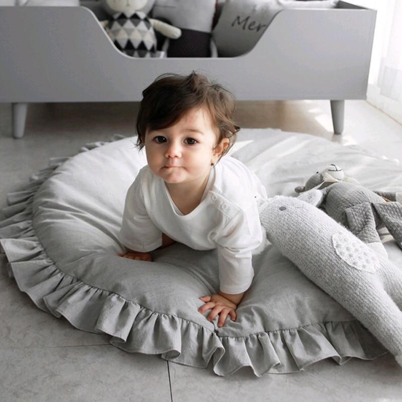 Tapis de jeu pour bébé, tapis pour enfants, tapis de jeu pour nouveau-né, tapis rembourré pour enfants, tapis de rampement en coton doux, tapis rond, décoration de chambre pour bébé
