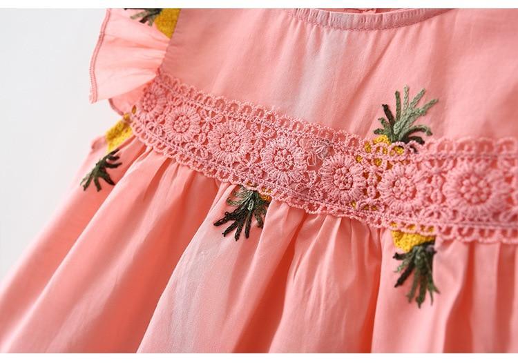 Robes d'été pour bébé avec manches à volants pour nouveau-né, en coton, sans manches, motif ananas, pour fillettes