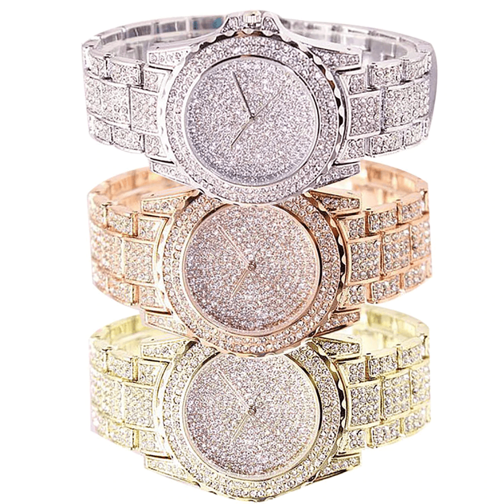 Montre Tendance Femme Luxe Ronde Quartz Montre-Bracelet pour Femme Brillant Or Argent Montres Montre-Bracelet pour Dames Cadeau