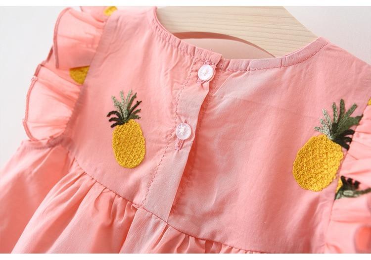 Robes d'été pour bébé avec manches à volants pour nouveau-né, en coton, sans manches, motif ananas, pour fillettes
