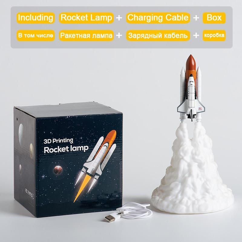 Veilleuse populaire pour enfants : Lampe Navette Spatiale et Lampes Lune, imprimées en 3D pour les amateurs d'espace - Lampe Fusée