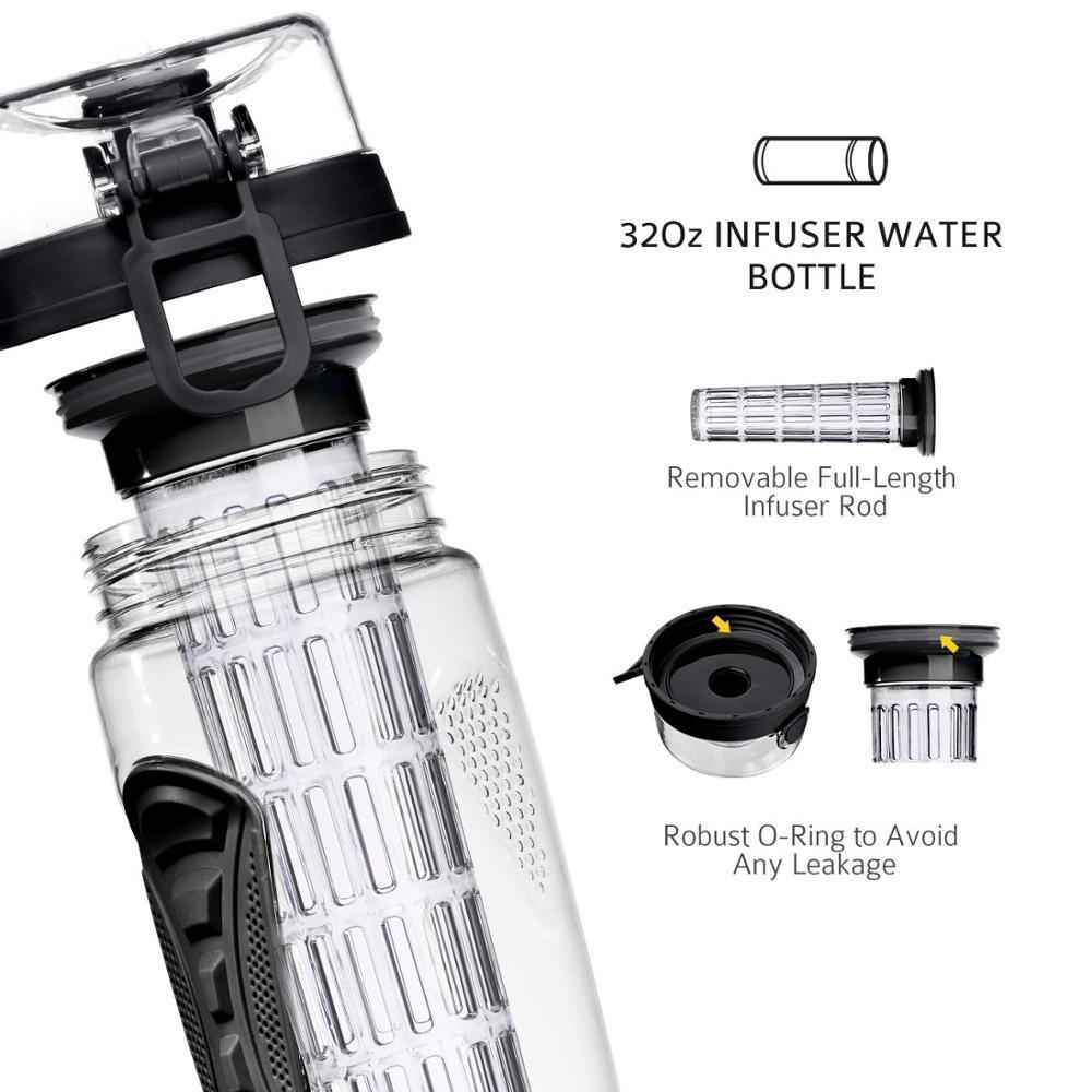 Bouteille d'eau infuseur de fruits 900 ml Shaker à jus Bouteille d'eau au citron de sport Bouteilles à boire aux fruits pour le sport Gadget pour le sport et les exercices avec un design moderne et tendance
