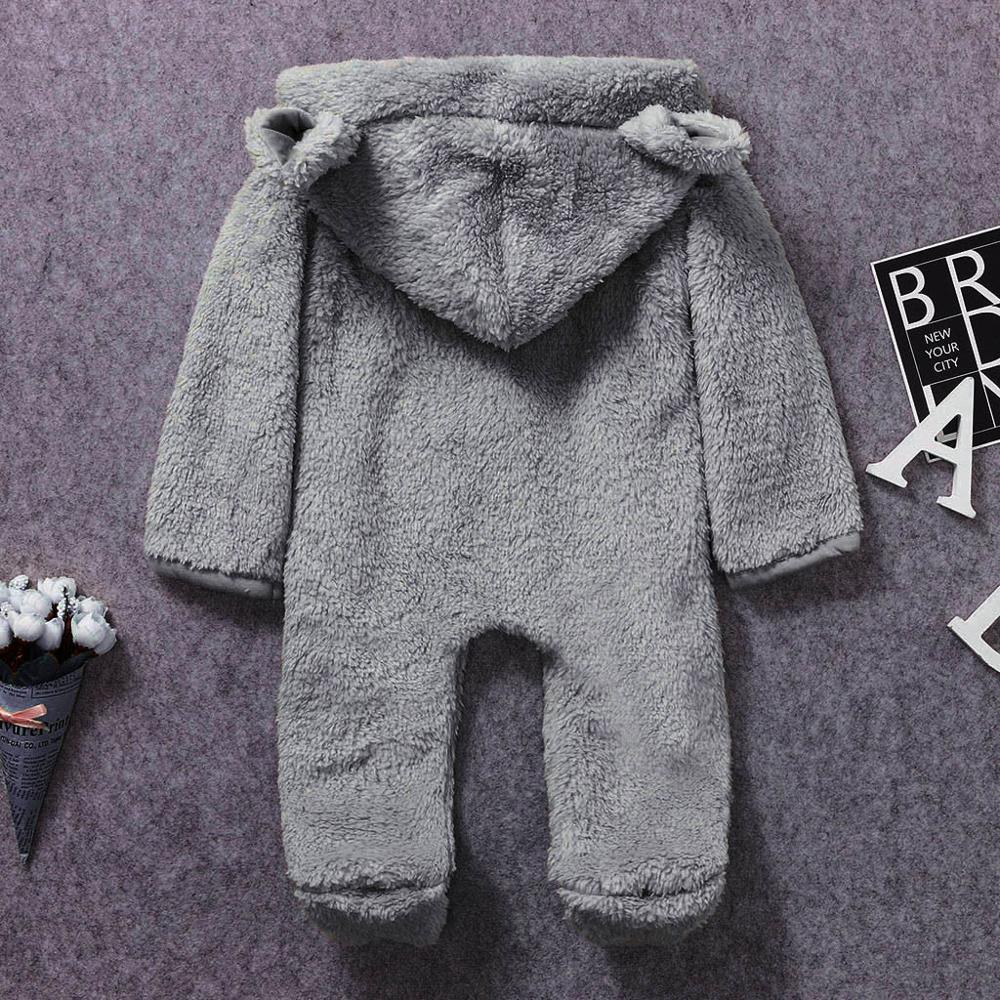 Nouvelle Tendance Hiver Combinaison Bébé Chaude Nouveau-né Garçon Solide Capuche Bébé Barboteuse Manteau Chaud Combinaison Polaire Vêtements d'Extérieur pour Garçons et Filles