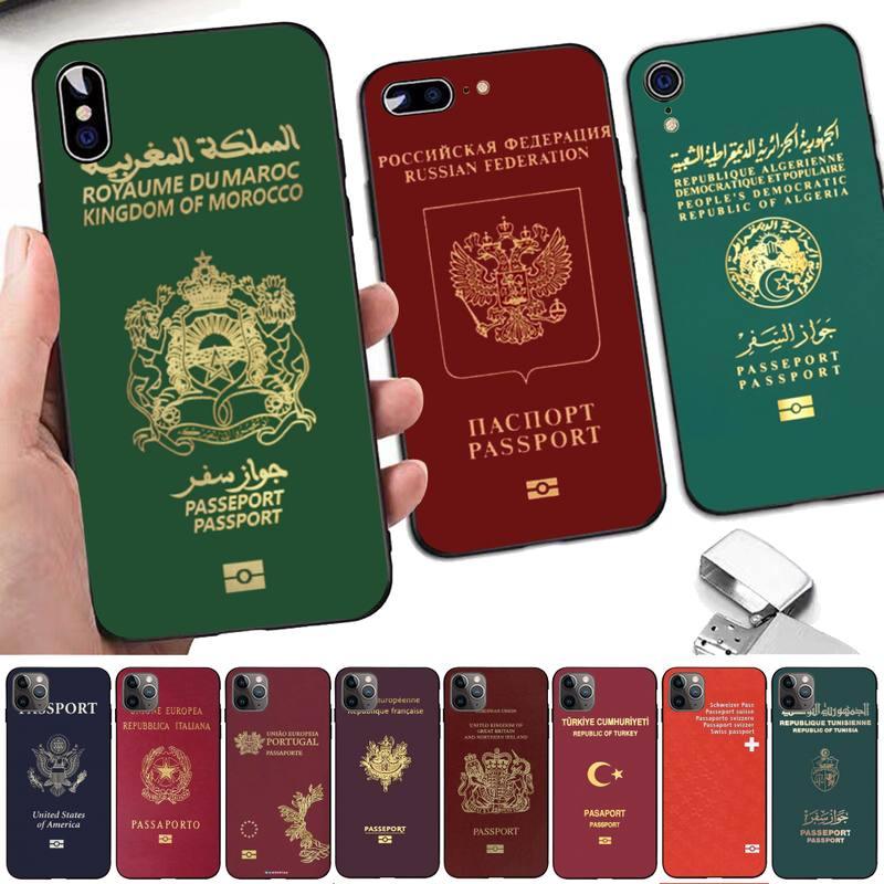 Coque de téléphone Fashion Passport pour iPhone 13 8 7 6 6s Plus X 5s Se 2020 Xr 11 12 Pro Xs Max Coque souple en silicone