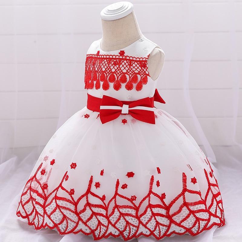 Robe élégante de princesse brodée de feuilles pour filles, robes de mariée uniques pour bébés