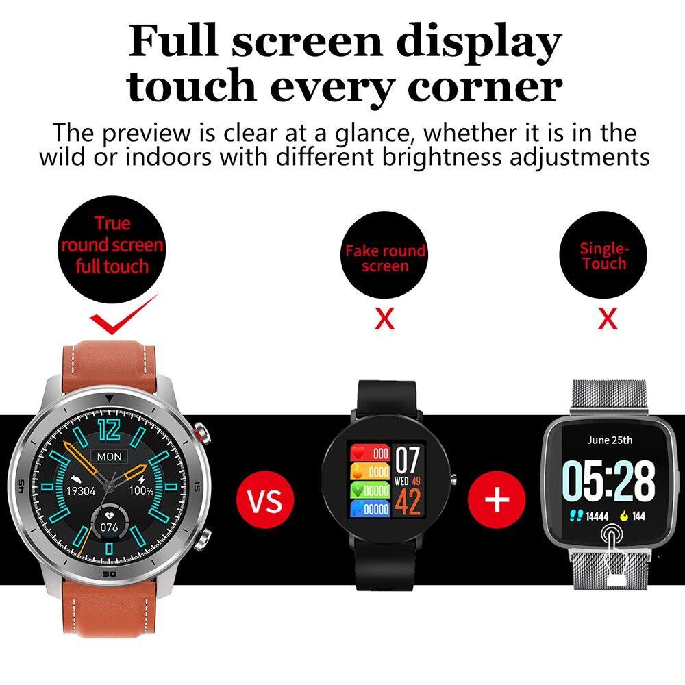 Montre connectée ronde moderne à écran tactile pour hommes, style business de luxe, avec protection étanche IP68 et moniteur de fréquence cardiaque et de tension artérielle, autonomie de 5 jours