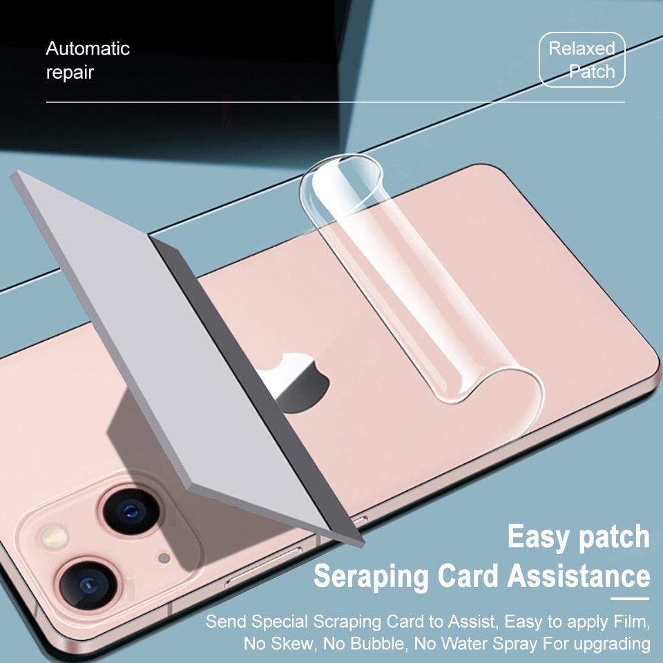 Protection d'écran en verre trempé ultra-fin pour iPhone 14 13 11 12 XS MAX XR X 7 8 6 6S SE Pro MAX Plus Mini, protection arrière souple anti-bulles/rayures