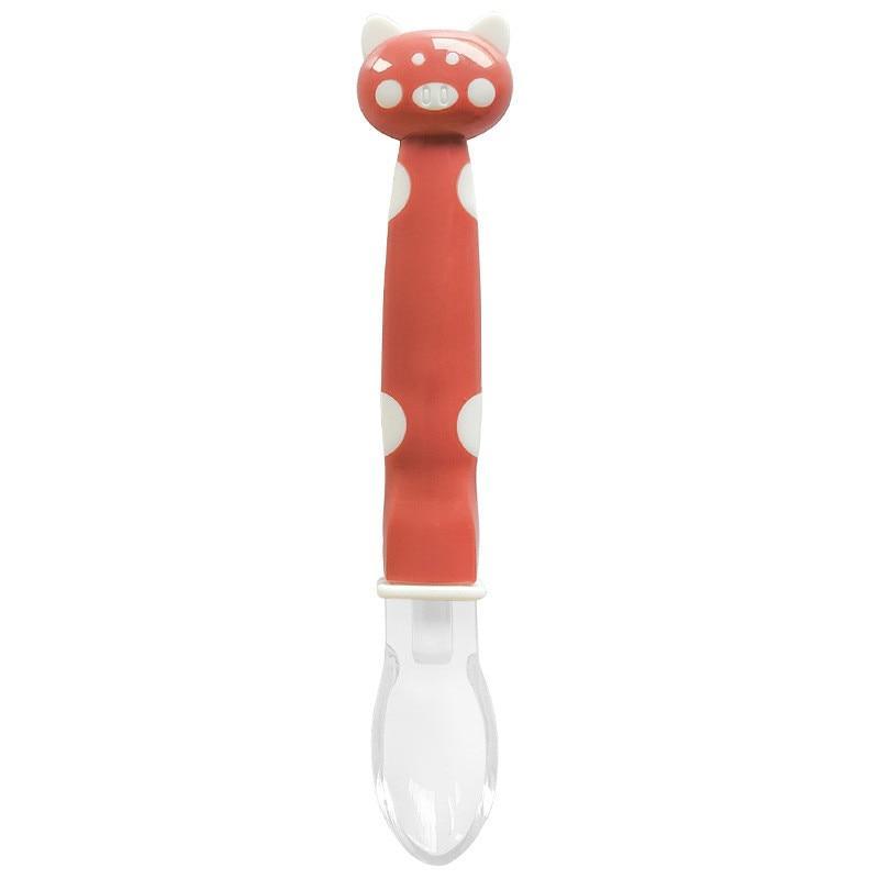 1 cuillère souple en silicone pour bébé, couleur bonbon, à détection de température, outils d'alimentation pour enfants, pour manger