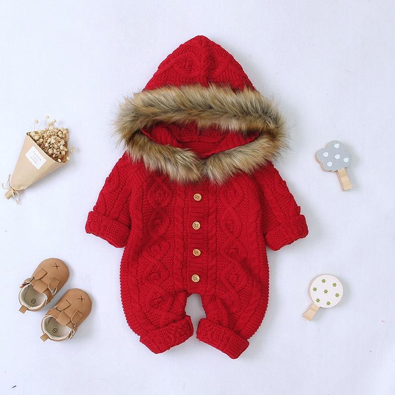 Manteau chaud élégant et moderne pour bébé, grenouillère en tricot à capuche pour nouveau-né, combinaison pour bébé au design moderne