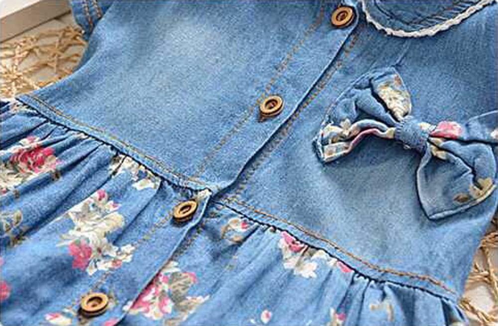 Robes d'été pour filles, motif floral moderne, nœud papillon, manches courtes, tenue de princesse