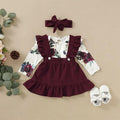 Ensemble barboteuse florale et jupe pour bébé fille nouveau-né avec bandeau – motif mignon, cadeau parfait