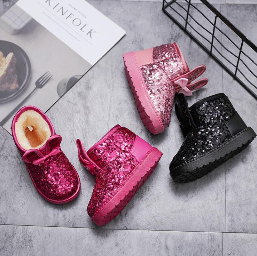 Bottes de neige chaudes pour enfants, nouvelles chaussures d'hiver pour petites princesses, antidérapantes, à bout rond plat, adorables bottes pour bébés filles